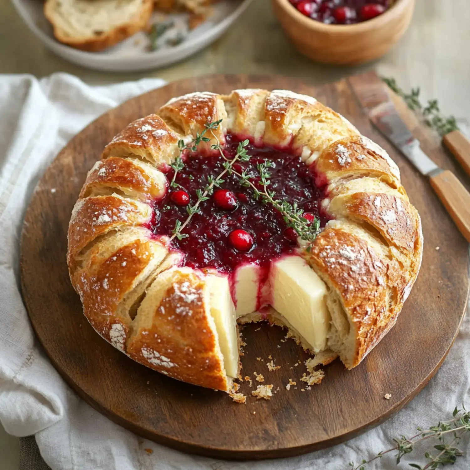 Cranberry Brie Bread Bowl Appetizer