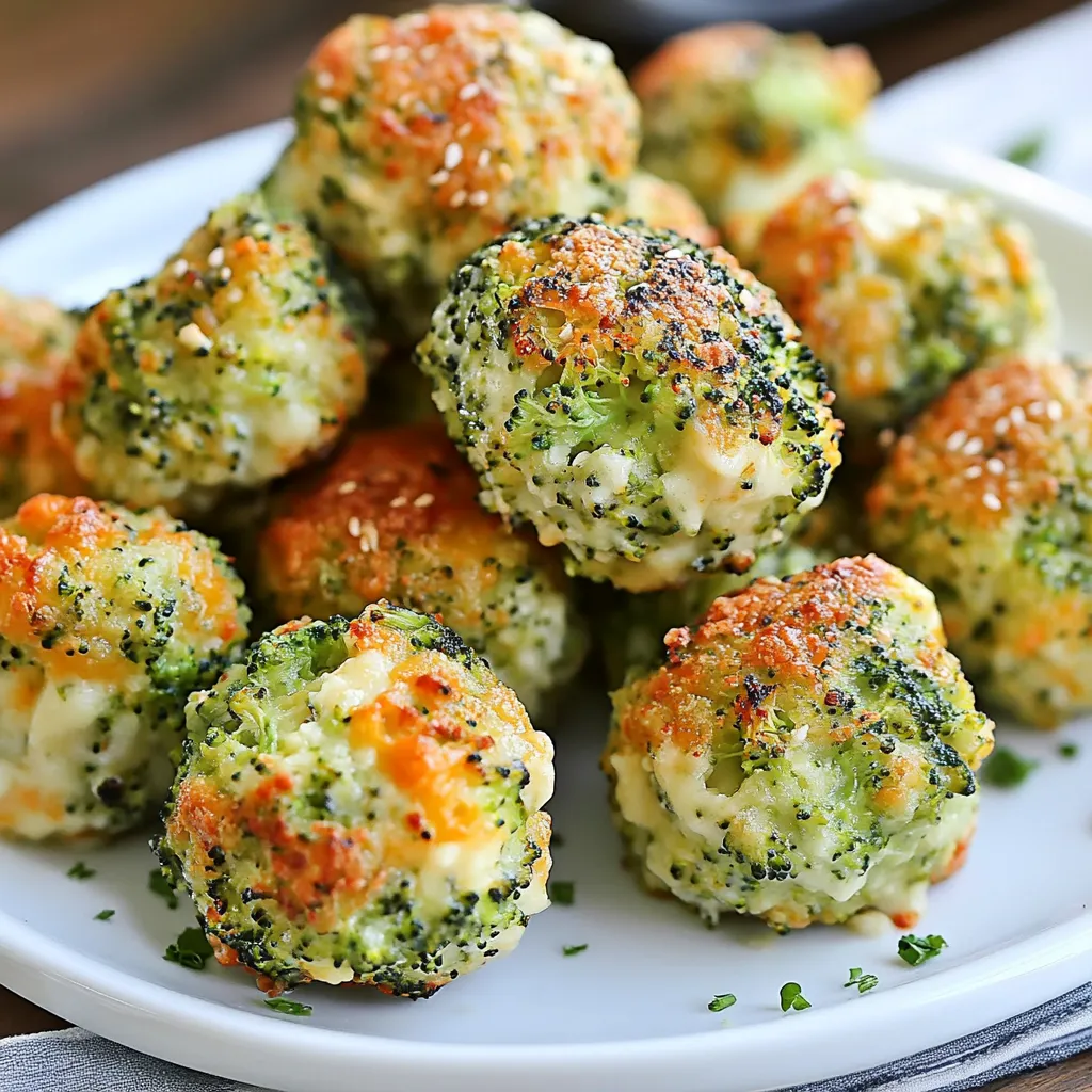 Close-up Baked Broccoli Cheese Balls recipe