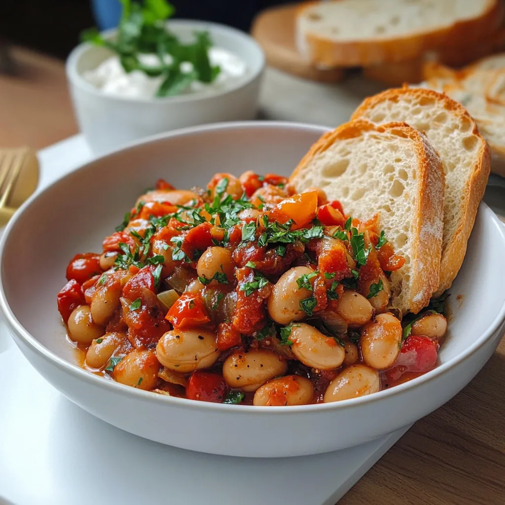 Puttanesca-Style Butter Beans & Roasted Garlic Bread