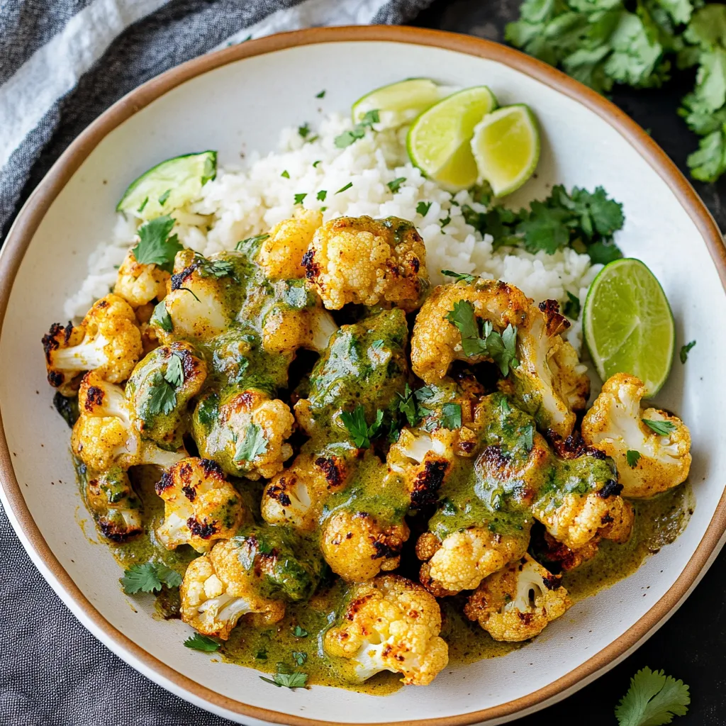 Roasted Cauliflower in Poblano Sauce