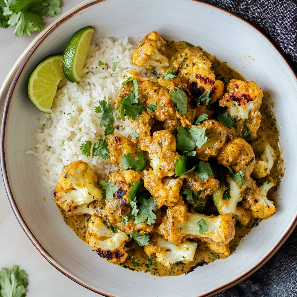 Vegan Roasted Cauliflower in Poblano Sauce