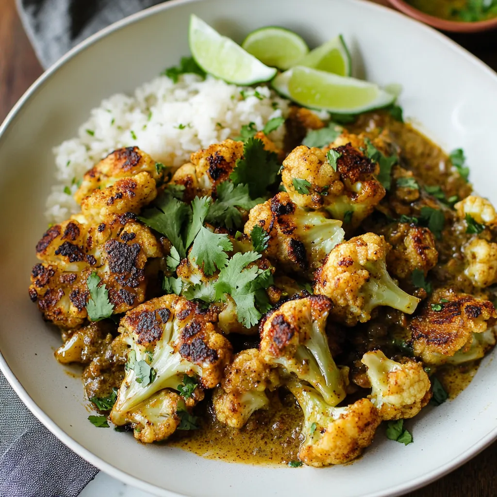 Close-up Roasted Cauliflower in Poblano Sauce recipe