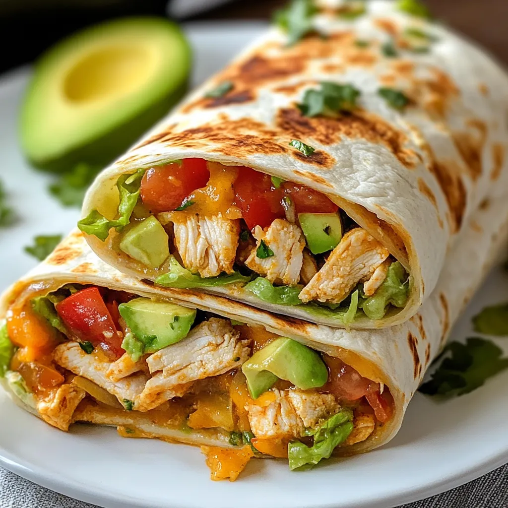 Close-up Chipotle Ranch Grilled Chicken Burritos recipe