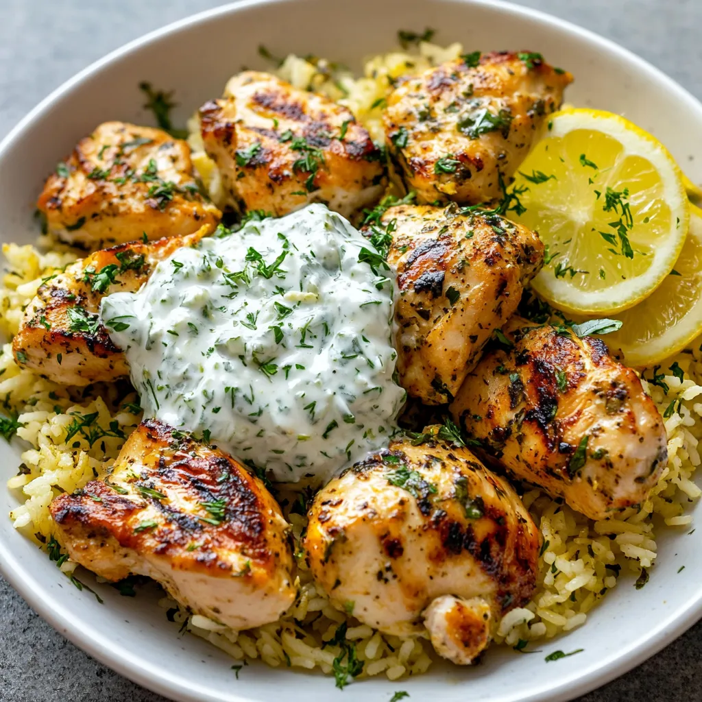 Close-up Dump-and-Bake Chicken Tzatziki with Rice Recipe