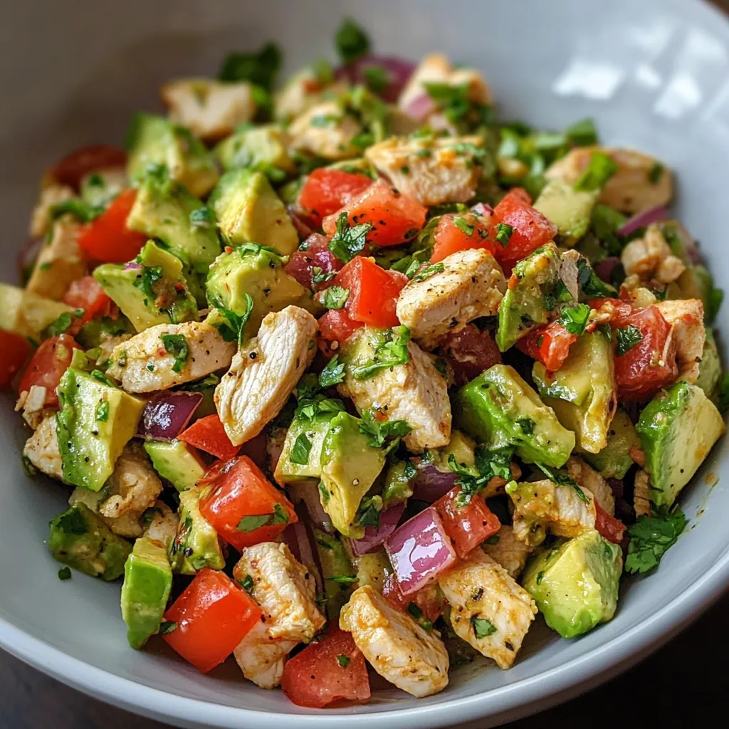 Close-up Avocado Chicken Salad Recipe