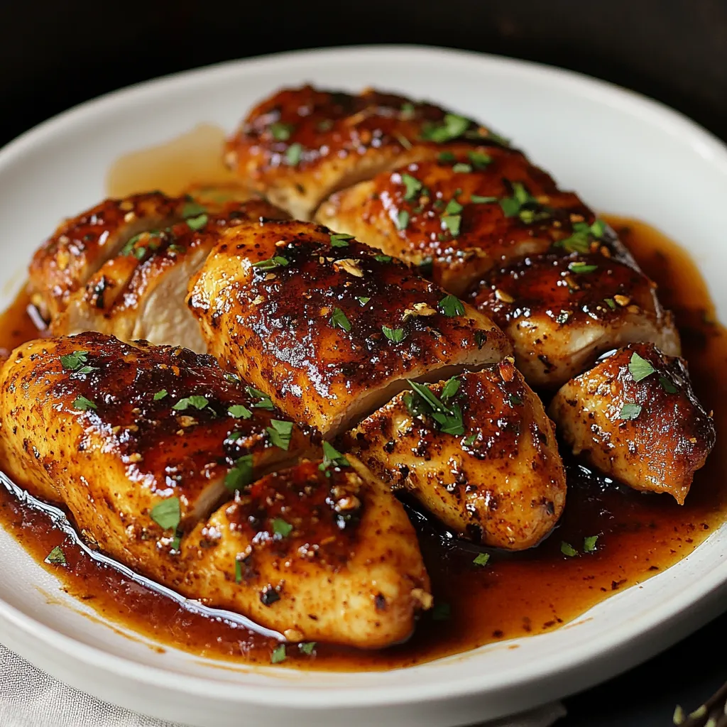 Close-up Hot Honey Baked Chicken Breasts recipe