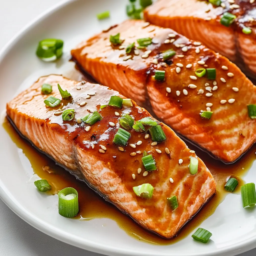 Close-up Baked Teriyaki Salmon Recipe