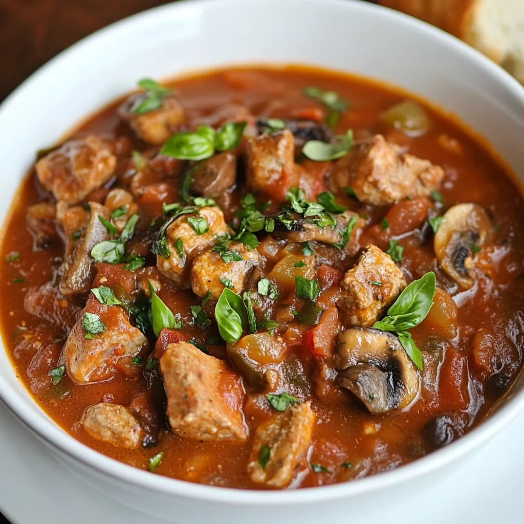 Close-up Italian Mushroom Stew Recipe