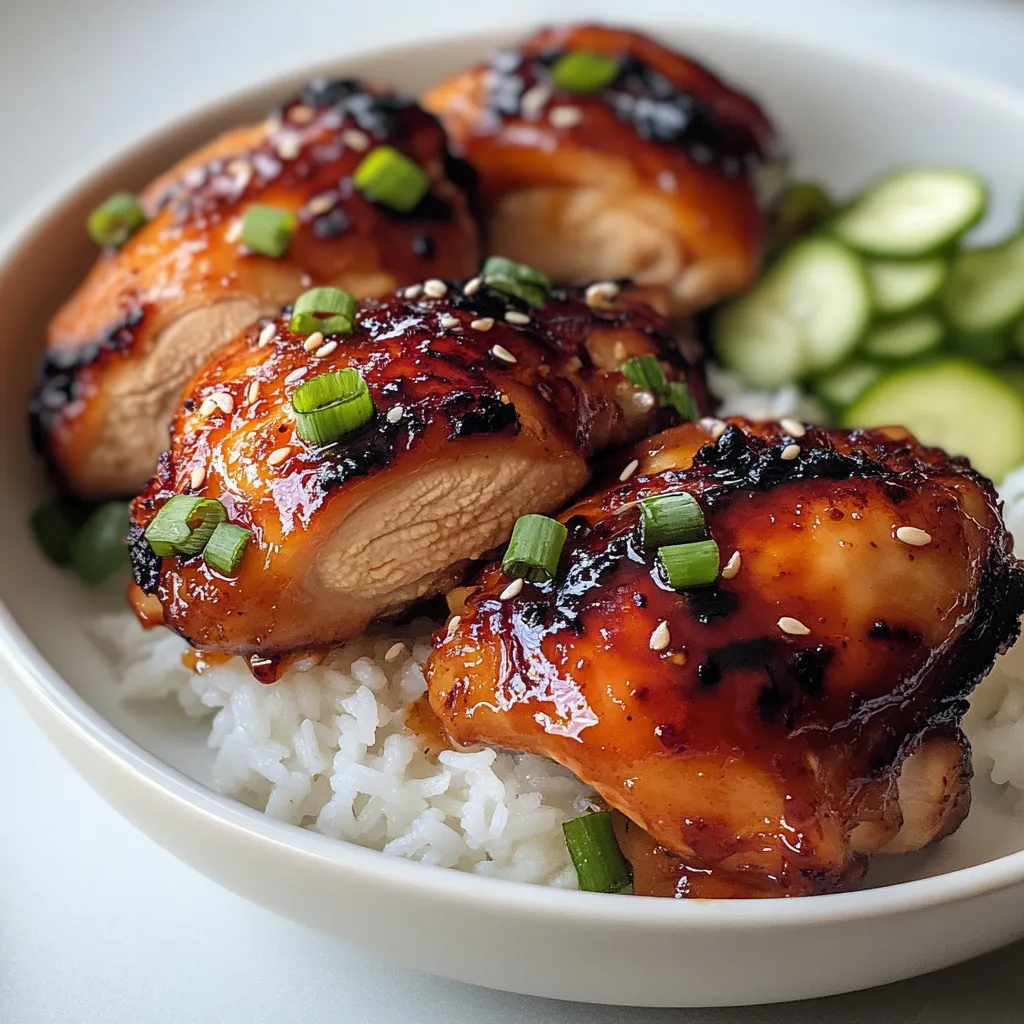 Close-up Sticky Honey Gochujang Chicken Recipe