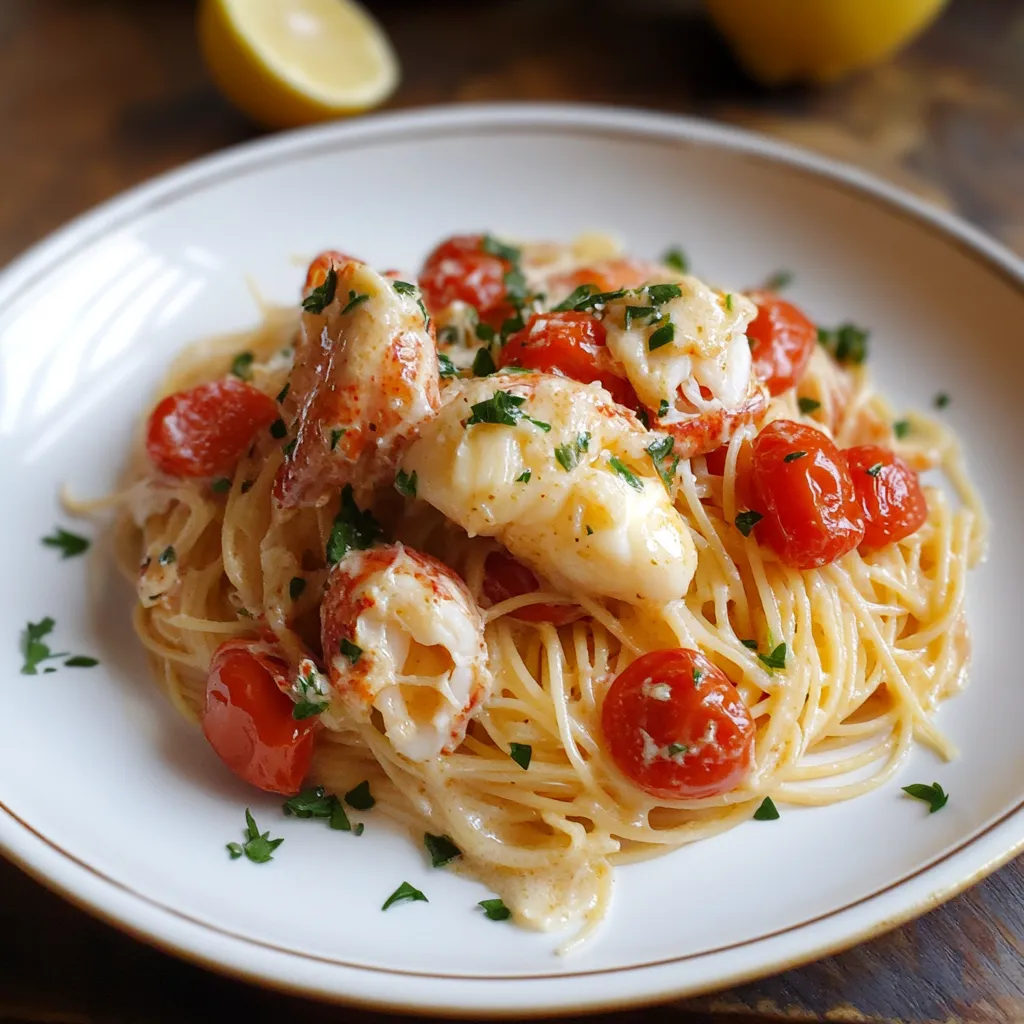 Tasty Buttered Lobster Pasta with Cherry Tomatoes