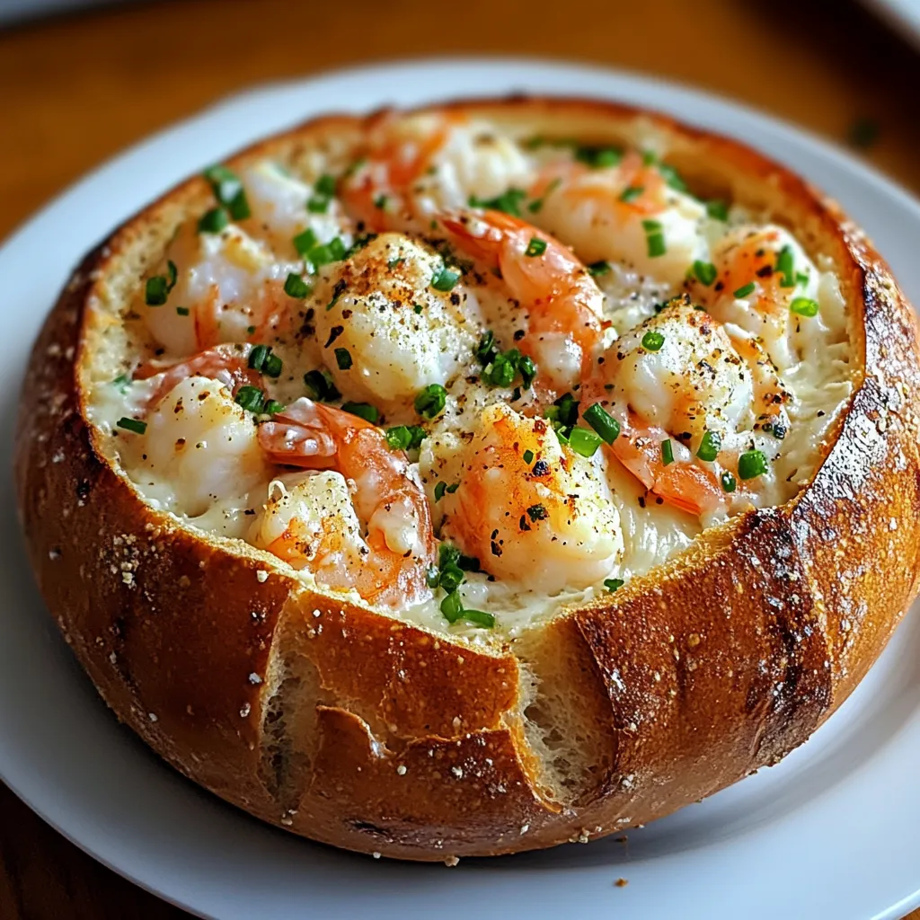 Delicious Stuffed Seafood Bread Bowl