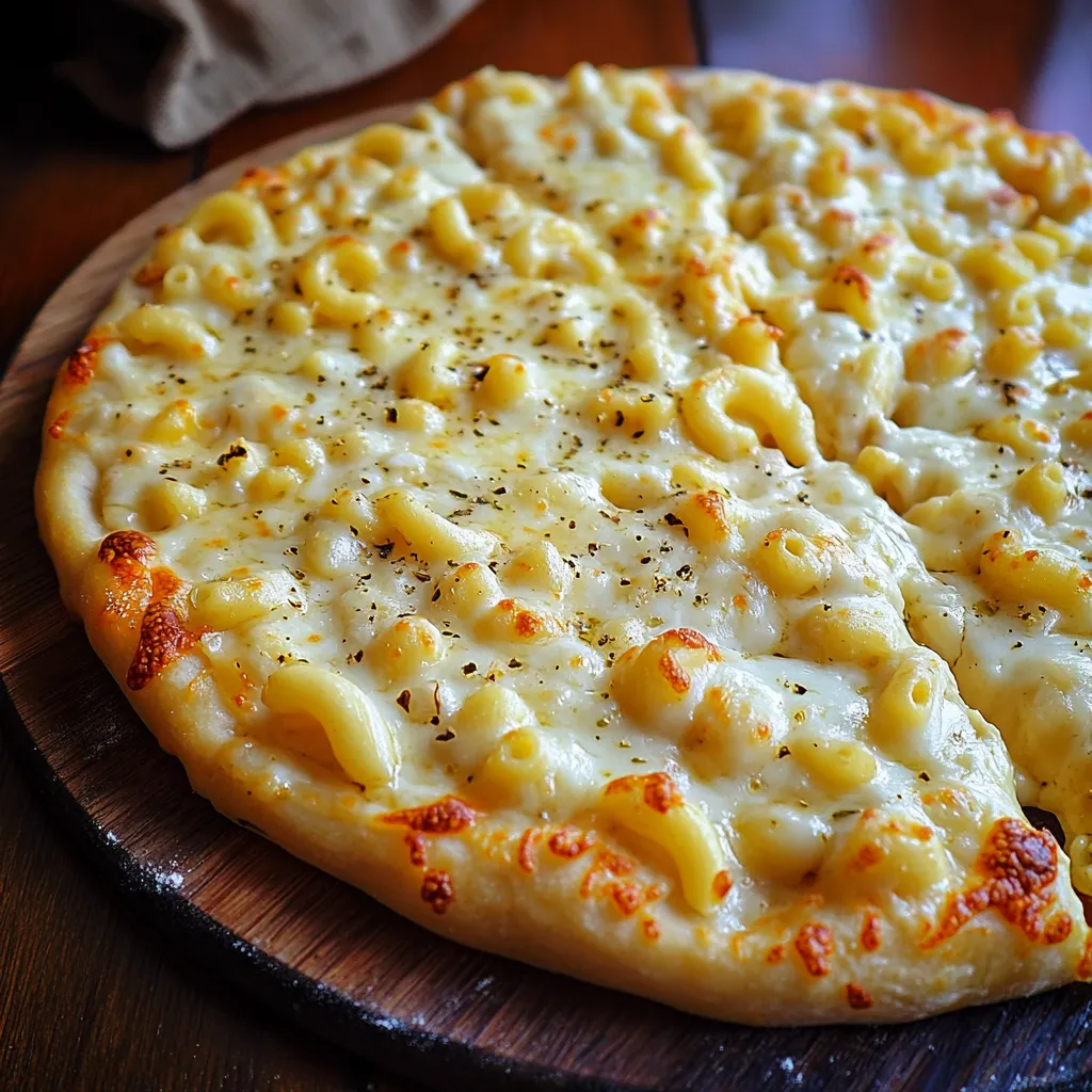 Close-up Mac and Cheese Pizza Recipe