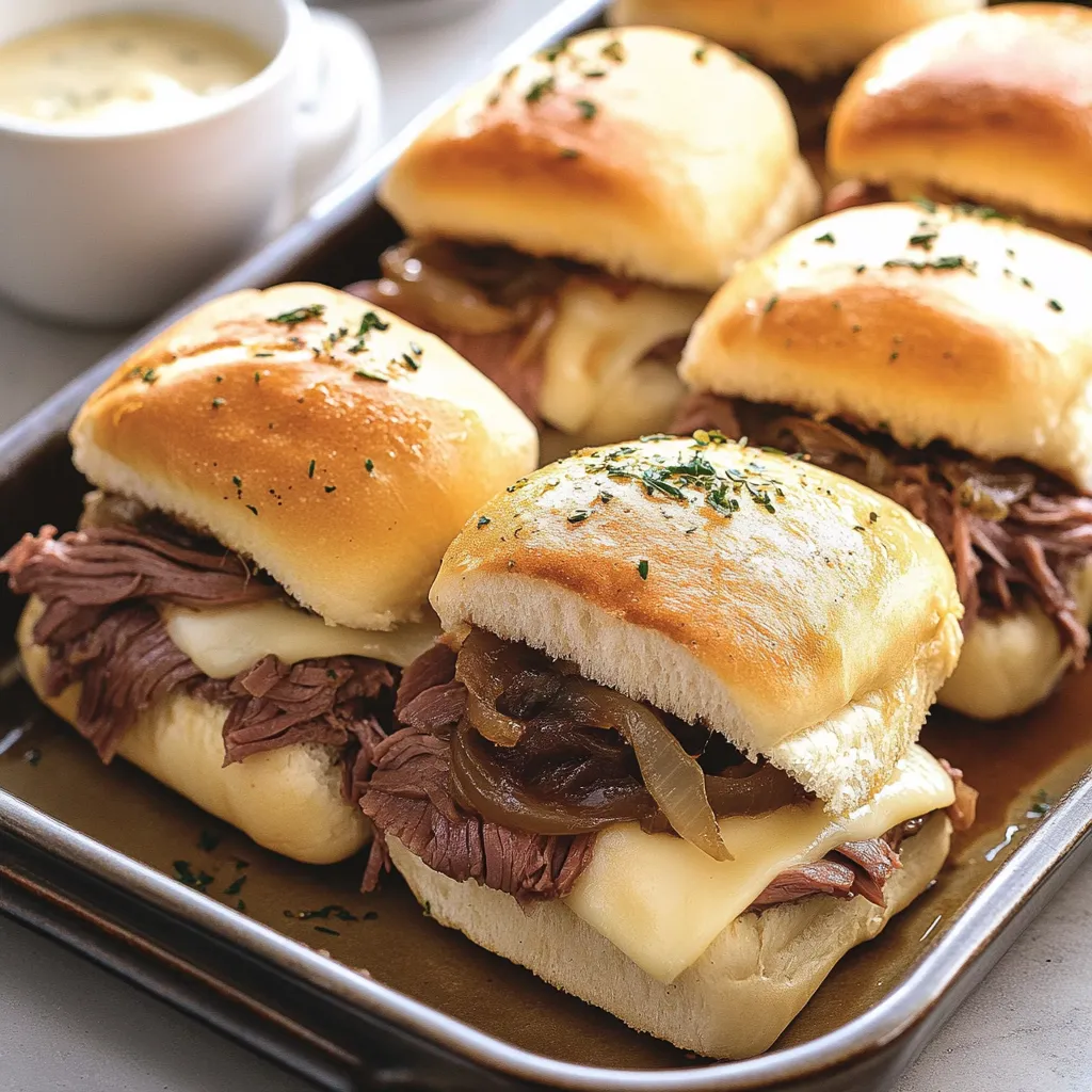 Close-up French Dip Sliders Recipe