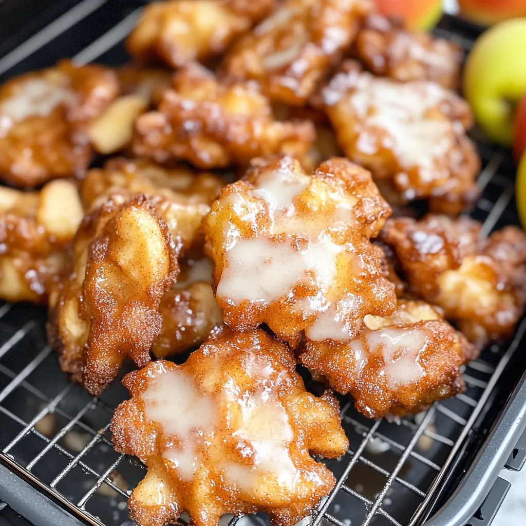 Close-up Air Fryer Apple Fritters Recipe