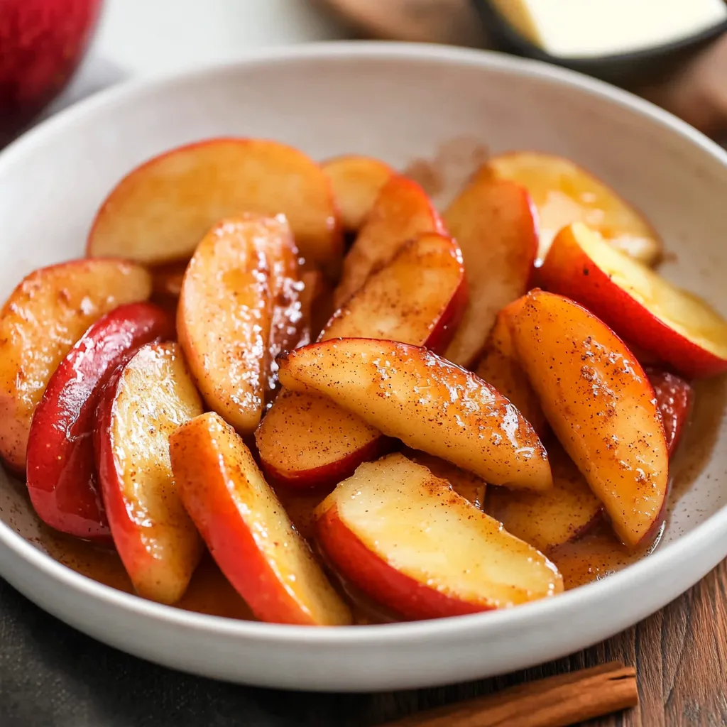 Close- up Air Fryer Apples Recipe