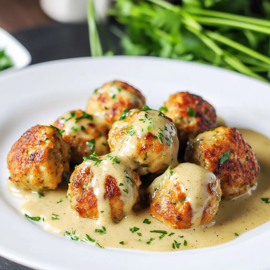 Chicken Meatballs Recipe with Creamy Honey & Mustard Sauce