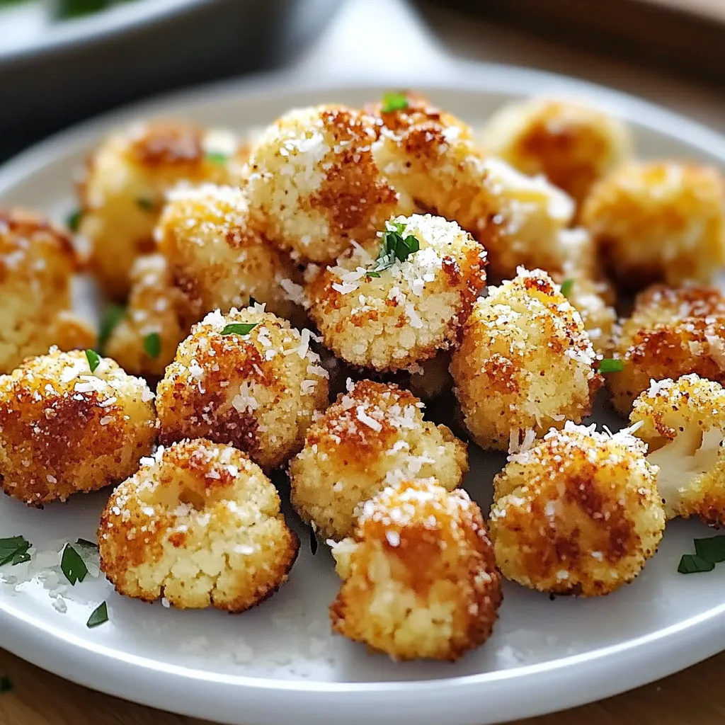 Close-up Crispy Parmesan Cauliflower Bites Recipe