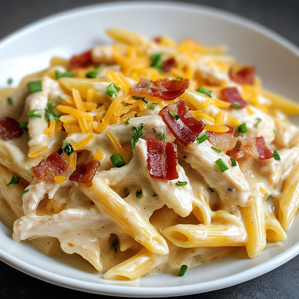 Close-up Crack Chicken Penne Recipe