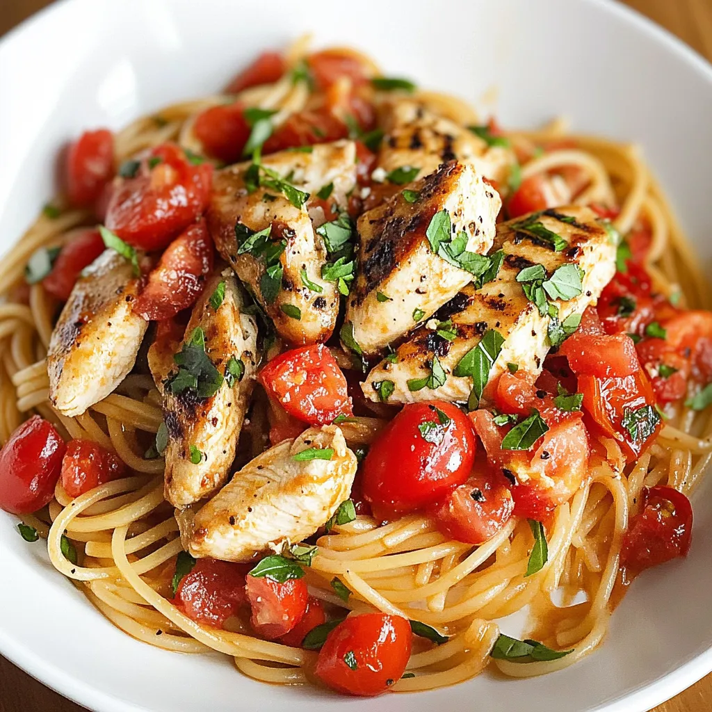 Close-up Bruschetta Chicken Pasta Recipe