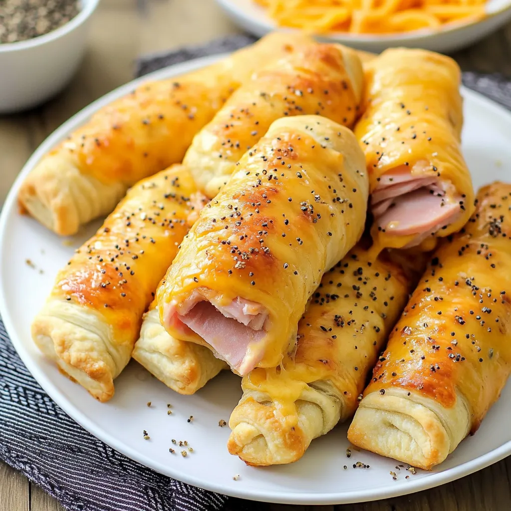 Close-up Ham and Cheese Sticks Recipe