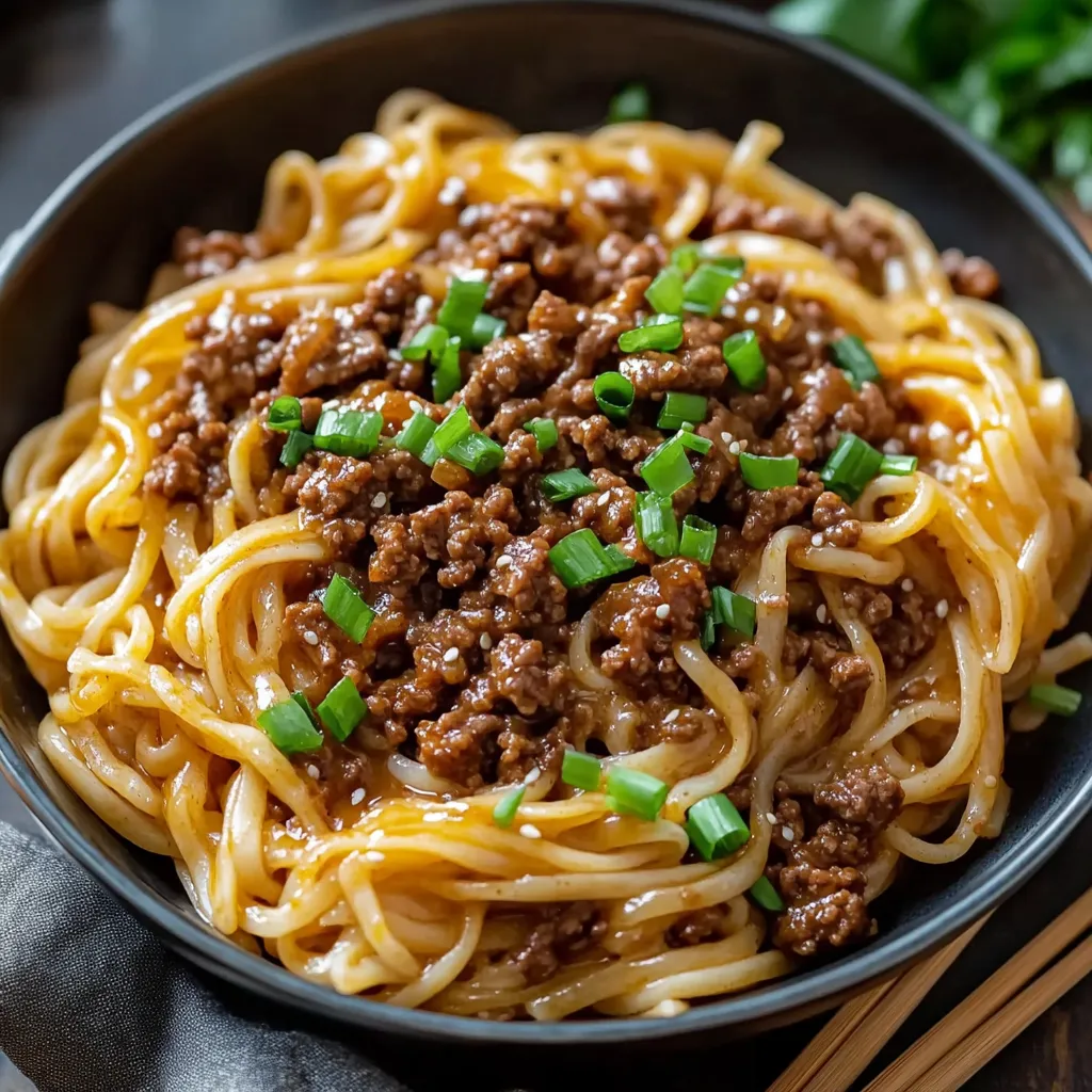 Mongolian Ground Beef Noodles