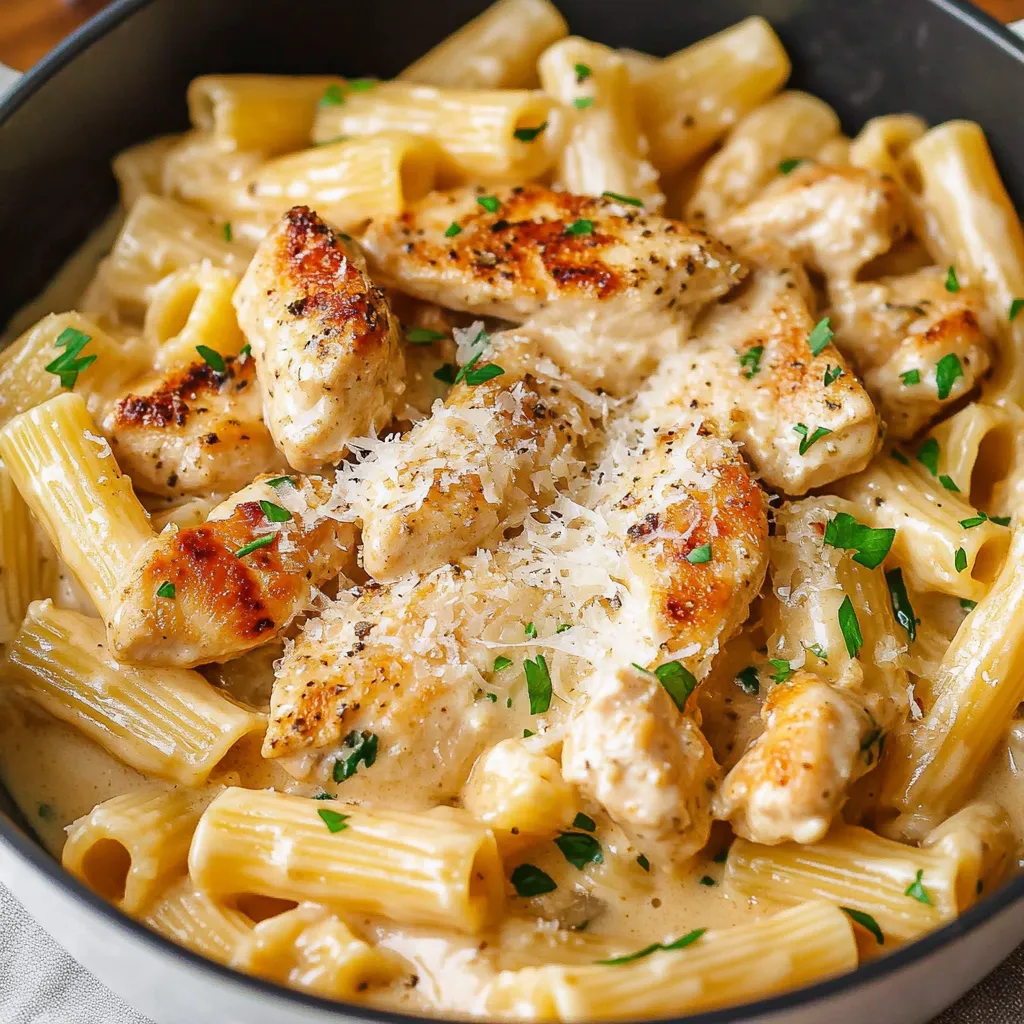 One Pot Creamy Parmesan Chicken Pasta