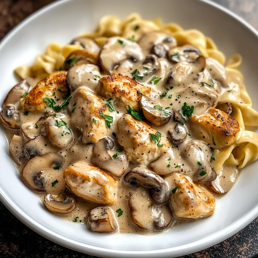 Tasty chicken stroganoff