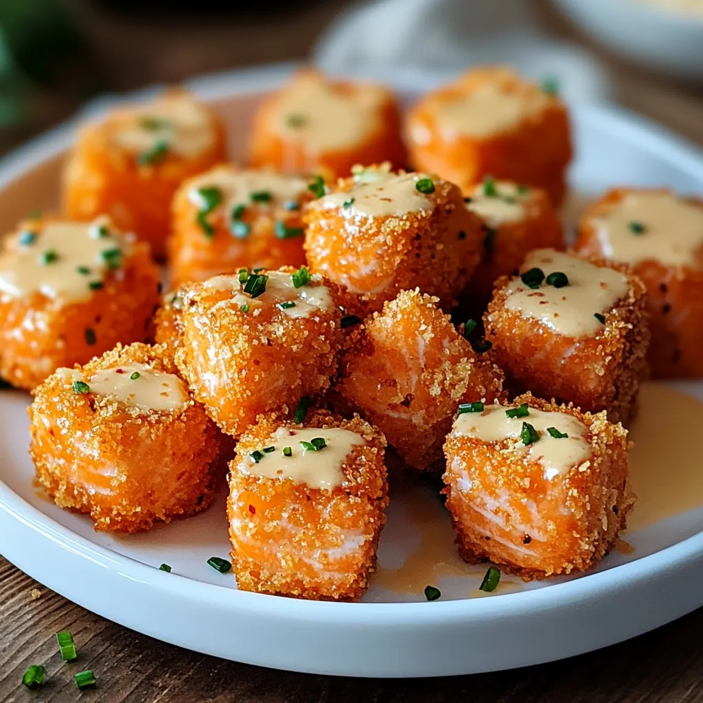 Close-up Bang Bang Salmon Bites Recipe