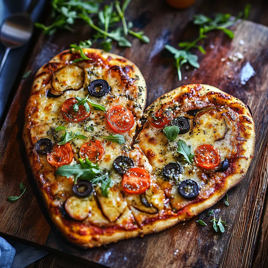 Delicious Vegetarian Heart Pizza