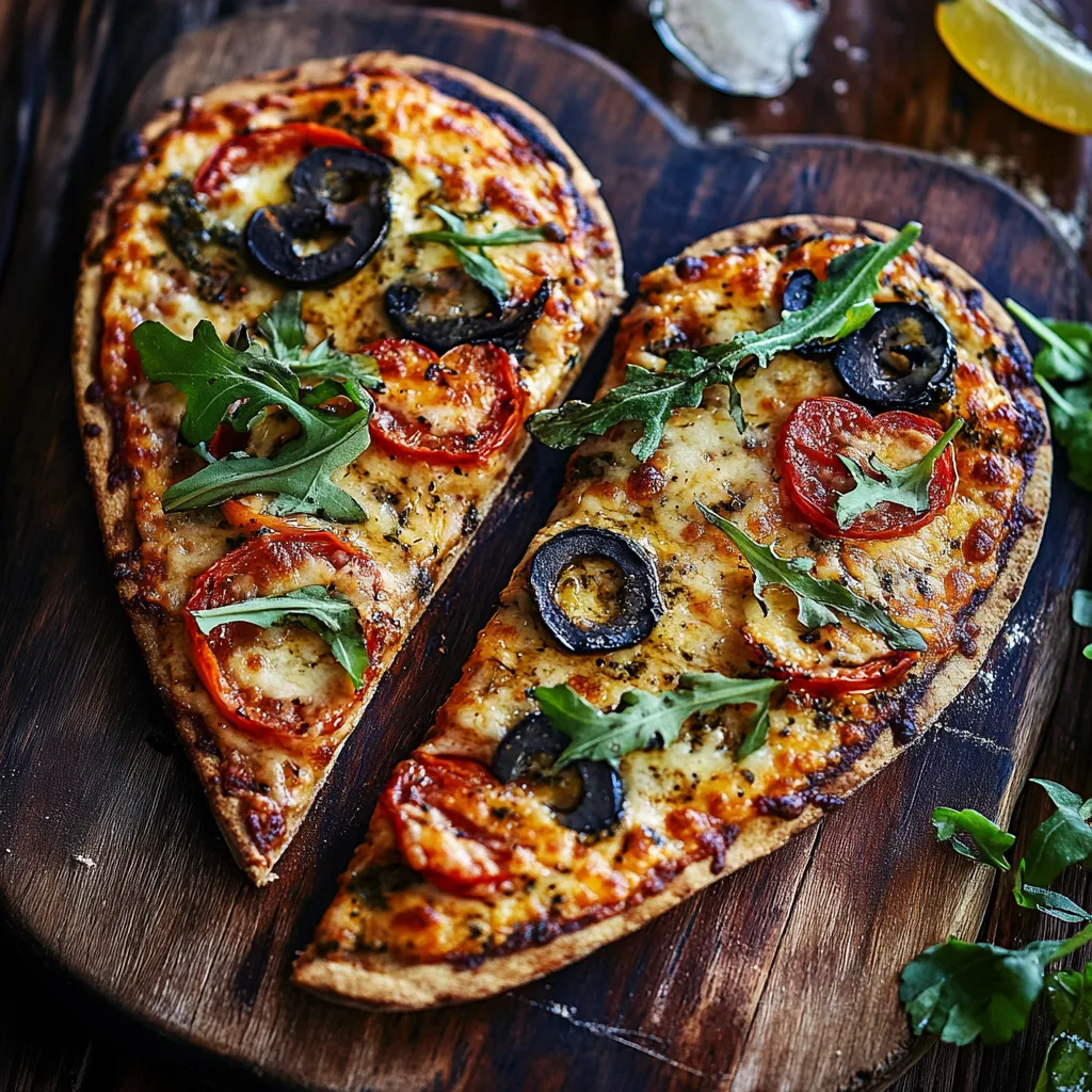 Close-up Vegetarian Heart Pizza Recipe