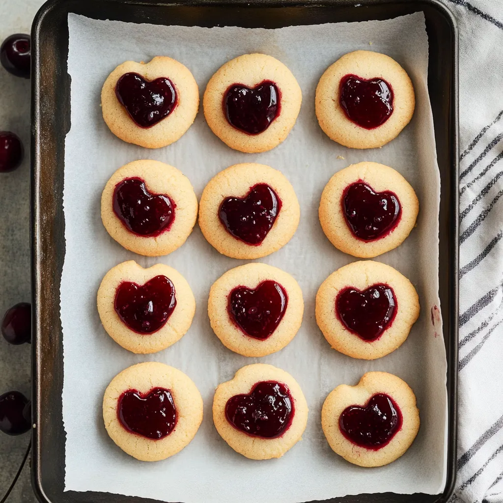 Cherry Thumbprint Cookies (Heart Cookies)