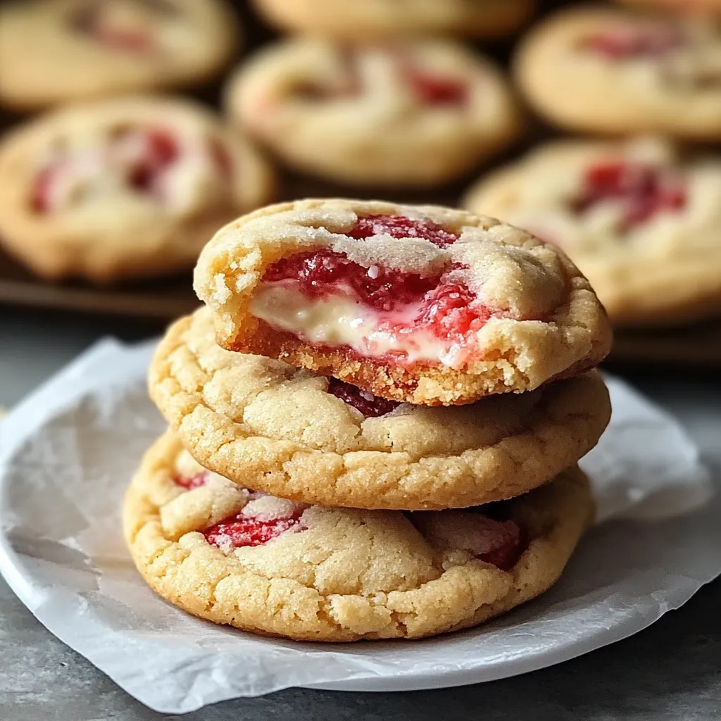 Close-up Strawberry Cheesecake Stuffed Cookies Recipe