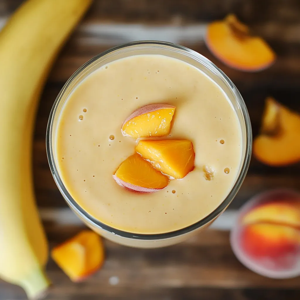 Close-up Banana Peach Smoothie Recipe