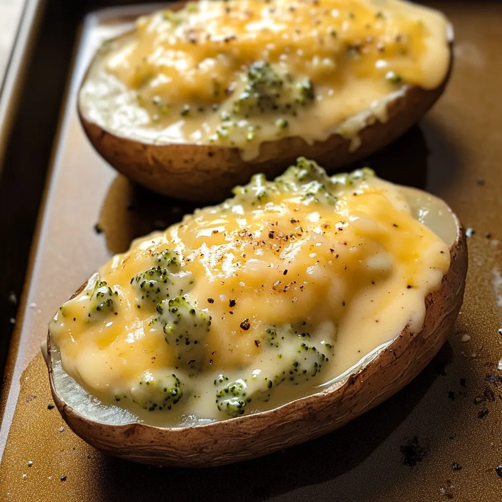 Amazing Cheesy Baked Potatoes with Broccoli Cheese Sauce