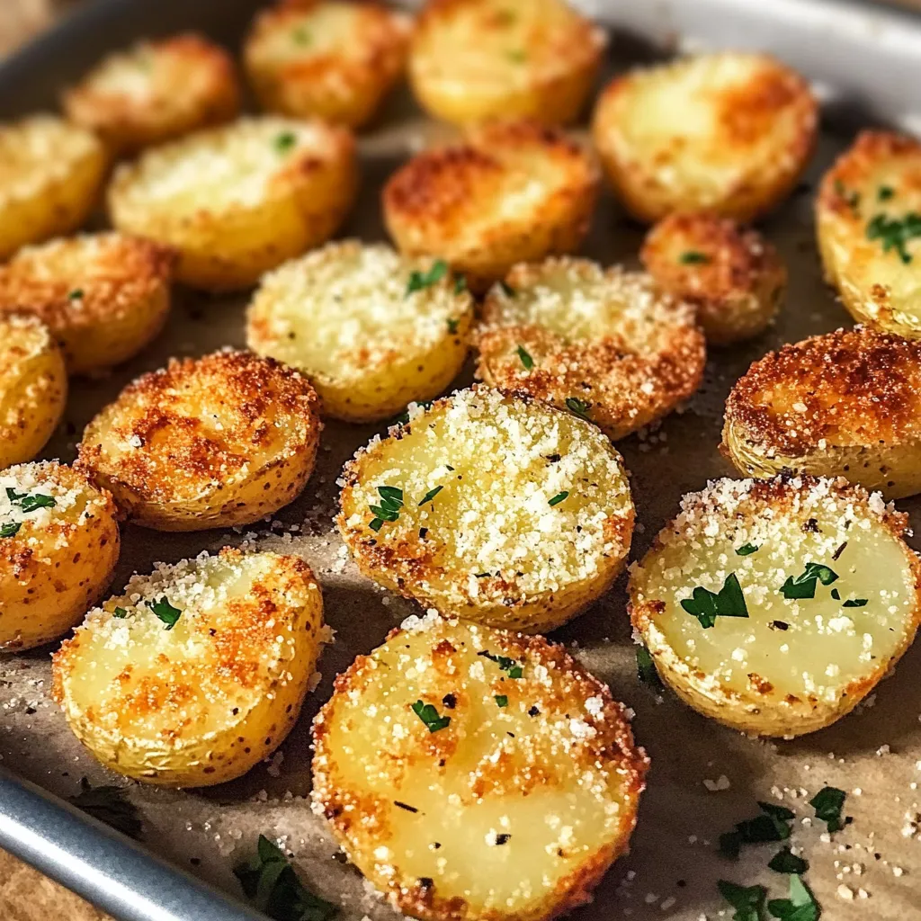 Crispy Garlic Parmesan Crusted Potatoes