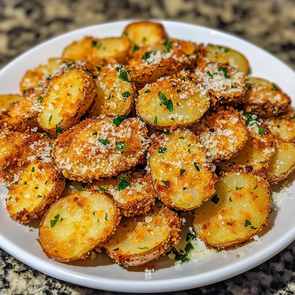 Perfect Crispy Garlic Parmesan Crusted Potatoes