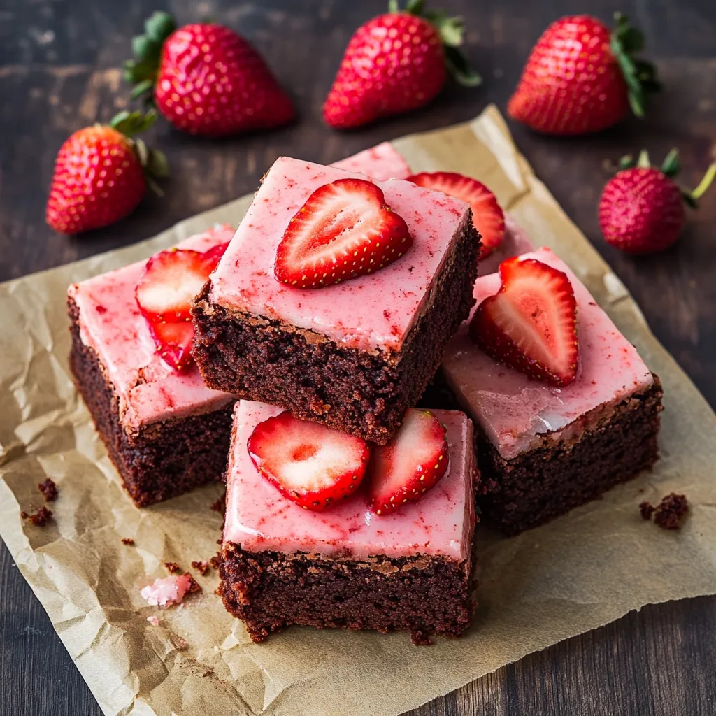 Close-up Strawberry Brownies Recipe