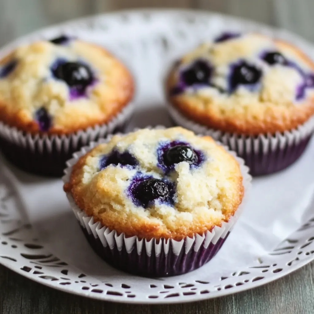 Close-up Blueberry Cottage Cheese Muffins Recipe