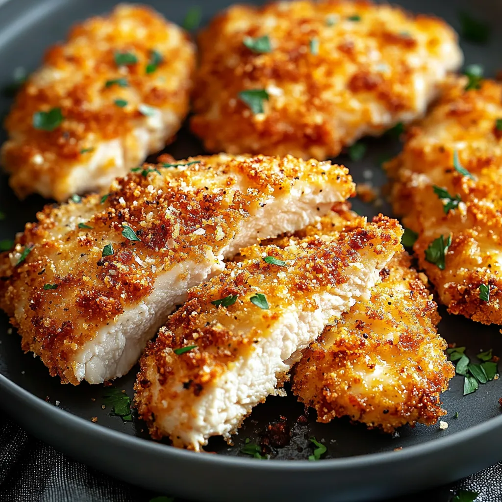 Close-up Air Fryer Parmesan Crusted Chicken Recipe