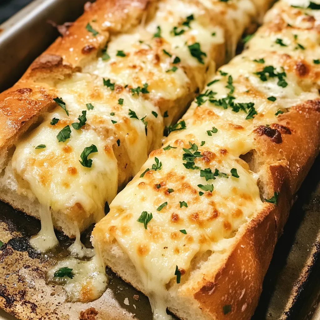 Close-up Cheesy Garlic Bread Recipe