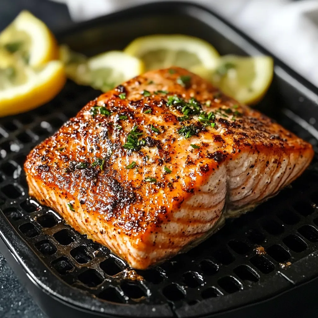 Close-up Air Fryer Salmon Recipe