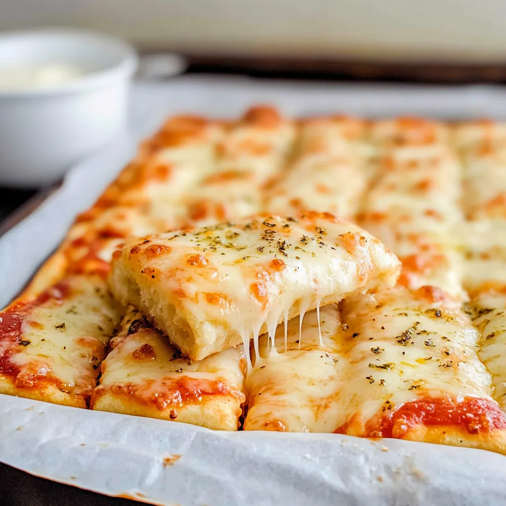 Close-up Homemade Cheesy Breadsticks Recipe