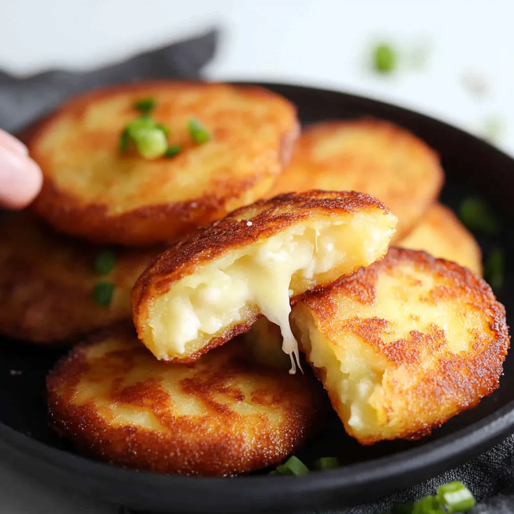 Close-up Korean Cheese Potato Pancakes Recipe