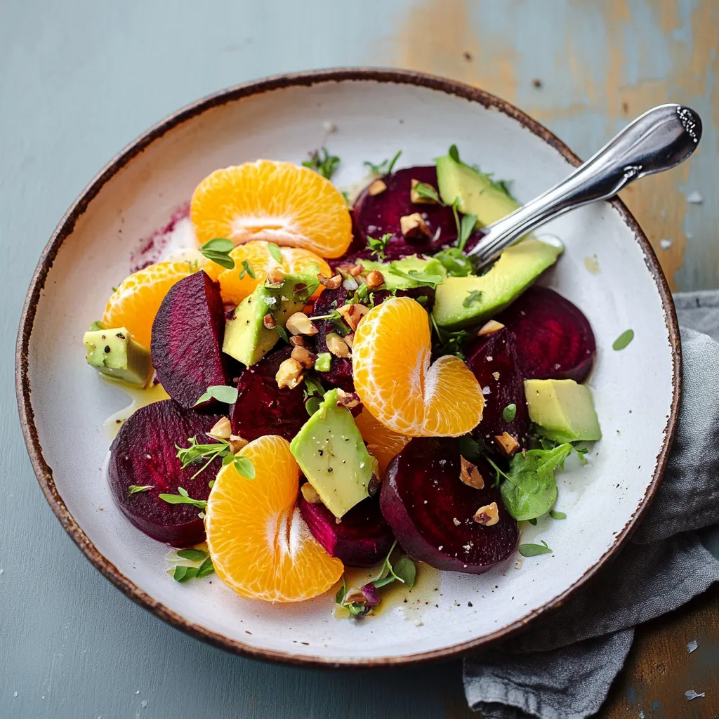 Healthy Roasted Beet Salad with Orange and Avocado