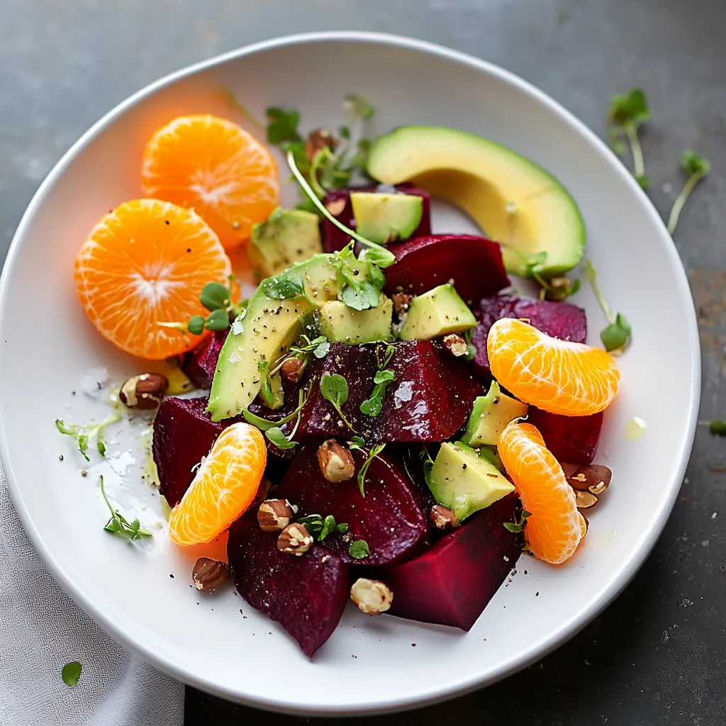 Close-up Roasted Beet Salad with Orange and Avocado Recipe