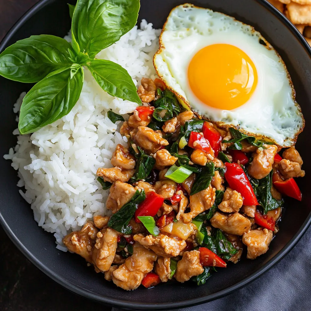 Close-up Thai Basil Chicken Recipe