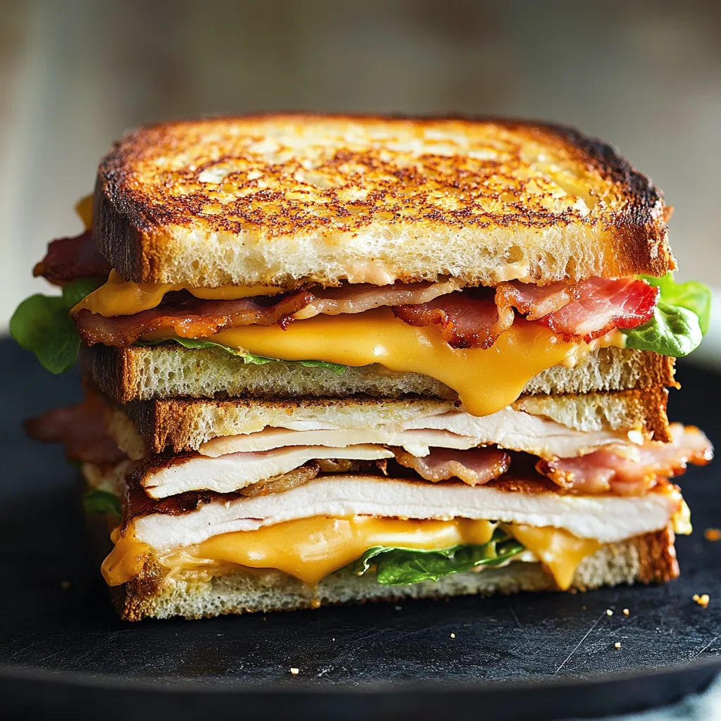 Close-up Cheddar and Bacon Turkey Melt Recipe