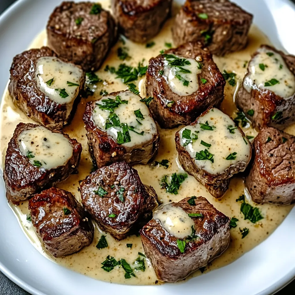 Garlic Butter Steak Bites with a Rich Parmesan Cream Sauce