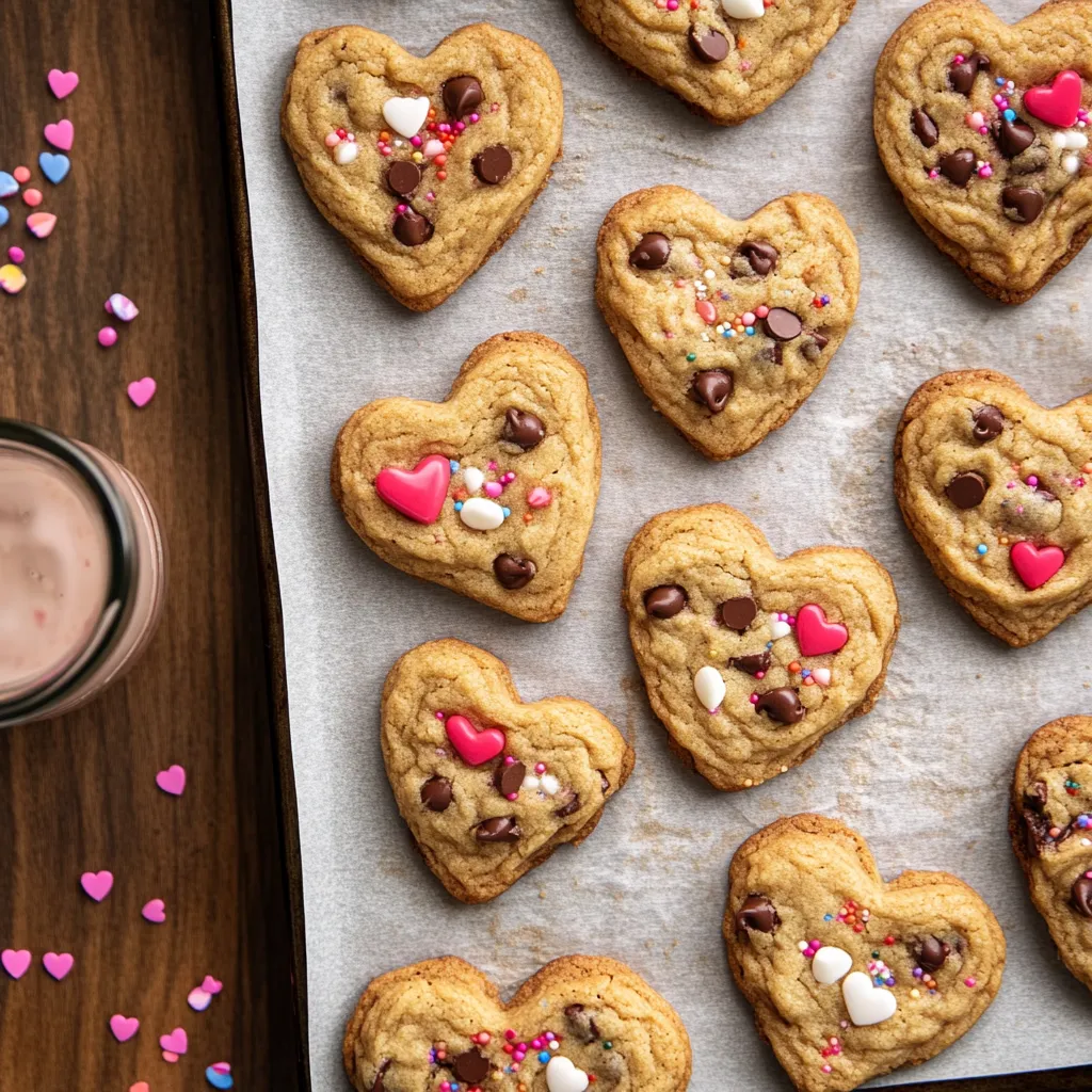 Delicious Heart Shaped Chocolate Chip Cookies