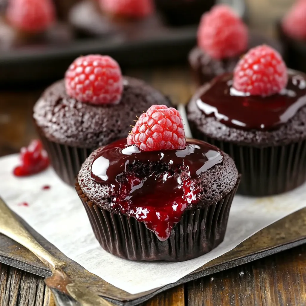 Raspberry Chocolate Lava Cupcakes